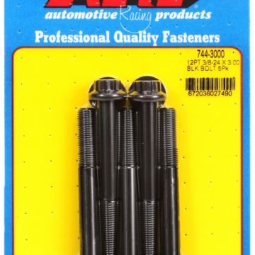 "3/8""-24 x 3.000 12pt 7/16 wrenching black oxide bolts"5pcs ARP-744-3000